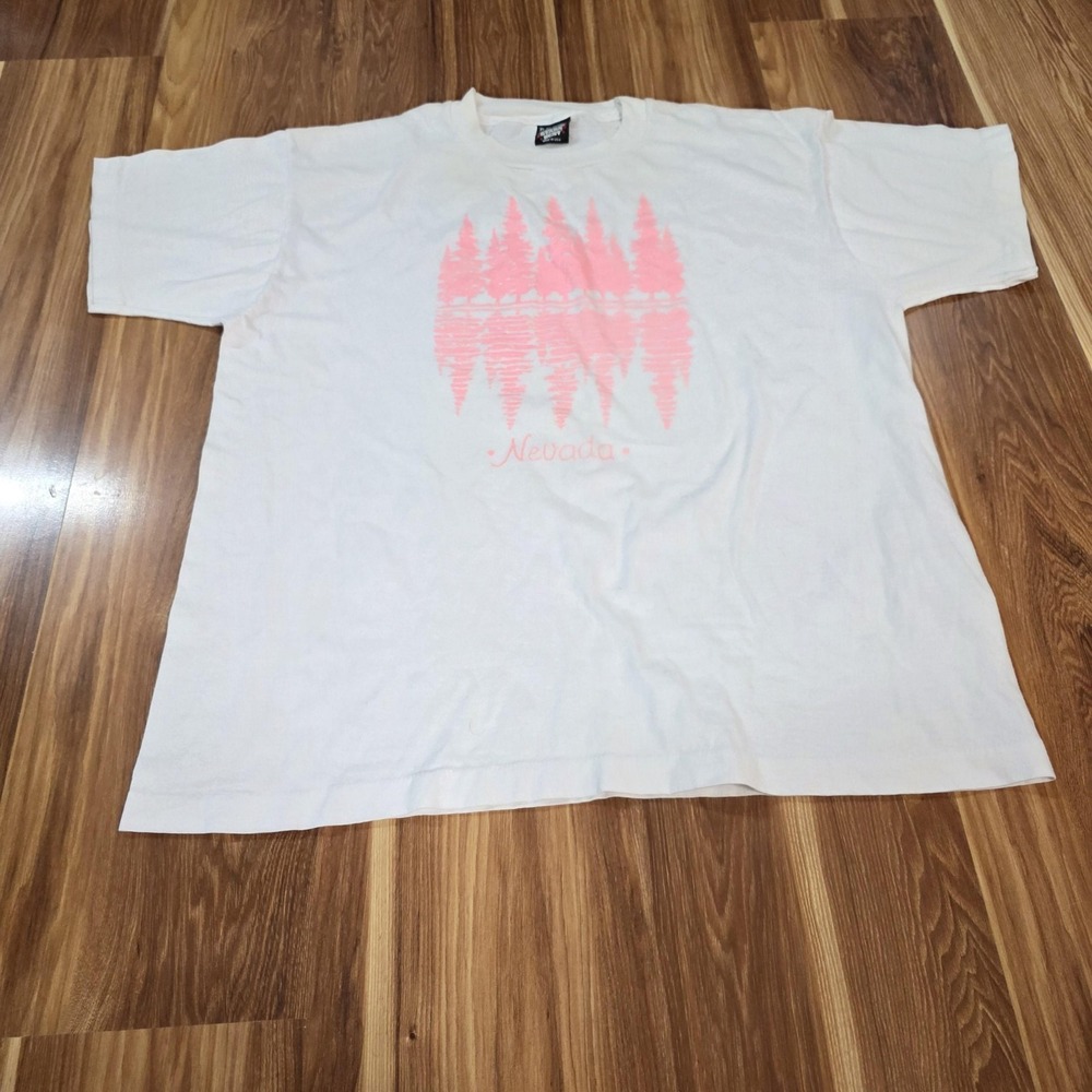 Vintage Nevada Trees Shirt‎ Mens XL White Screen Stars Best Graphic Made USA 80s
